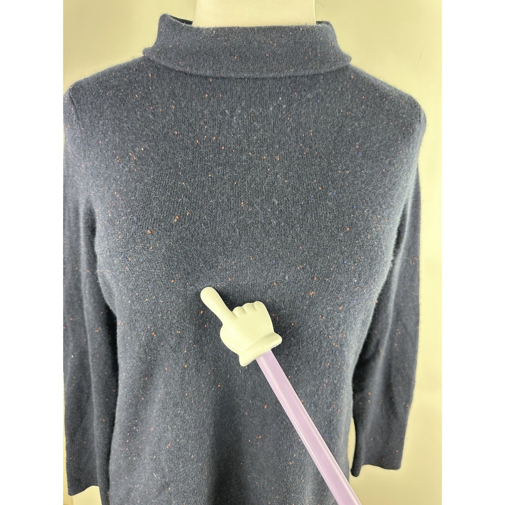 *Flawed Talbots Cashmere Sweater Sabrina Donegal LP Large Petite Navy Speckled - Picture 4 of 12